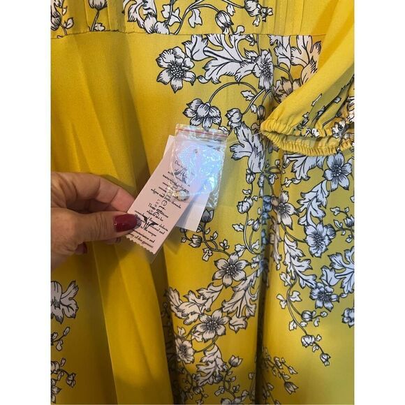 Nanette Lepore Women’s Size 12 Printed 3:4 Sleeve Shirt Dress Mustard Yellow NWT - Picture 12 of 16